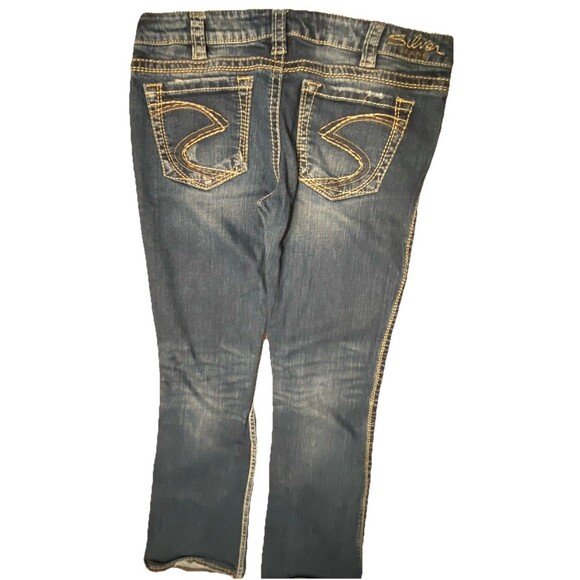 Silver Jeans Frances 18" Boot Womens Size 30W/33L Y2K Dark Wash Thick Stitched - Picture 5 of 16